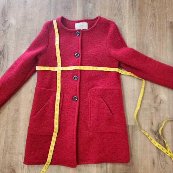 Claudia Collezioni Women's Red Wool blend Light Coat Simple size S FLAW - Picture 6 of 10